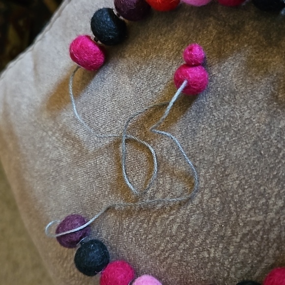 3/$30 Multi-Color Felt Pom Pom Adjustable Necklace - Picture 5 of 6
